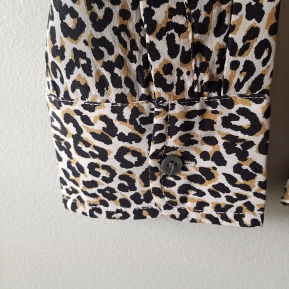 'J.CREW' 100% Silk Blouse Size 8 Cheetah print EUC - Picture 7 of 12